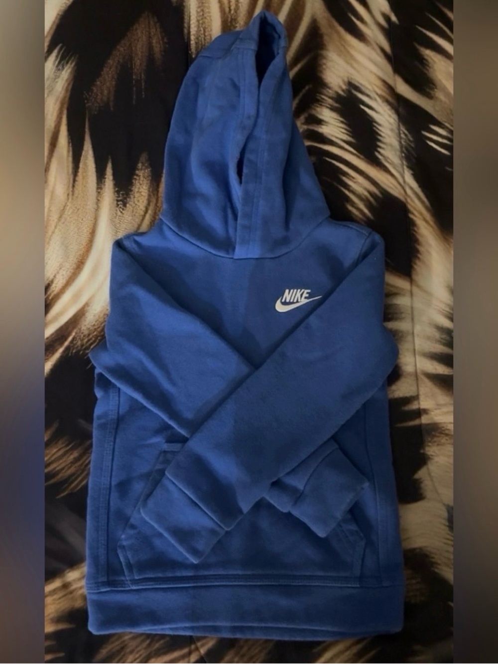 Nike Youth Royal Blue Pullover Hoodie with White Logo